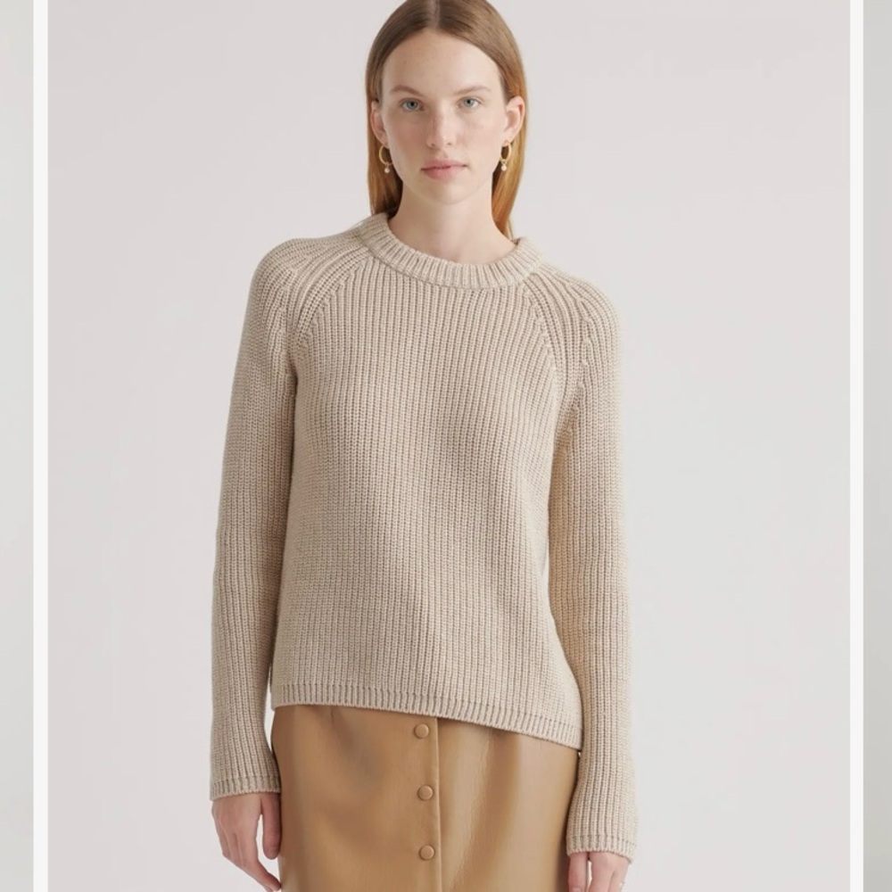QUINCE 100% Organic Cotton Fisherman Crew Sweater - size small